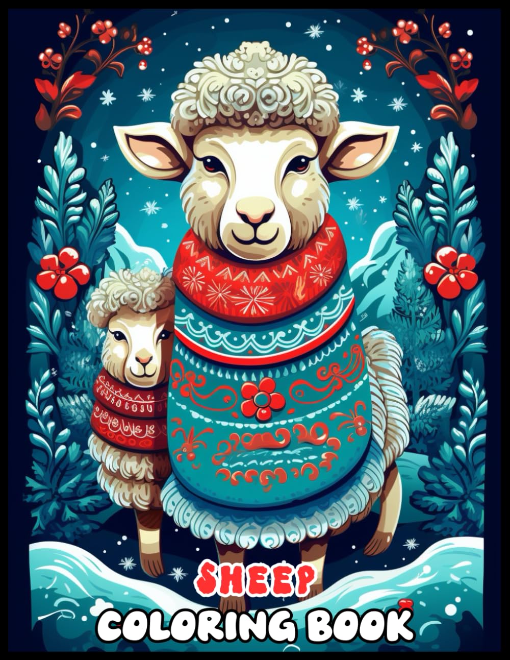 Christmas Sheep Coloring Book: Woolly Holiday Sweater Soiree Coloring Pages For Relaxing, Calming, Stress Relieving
