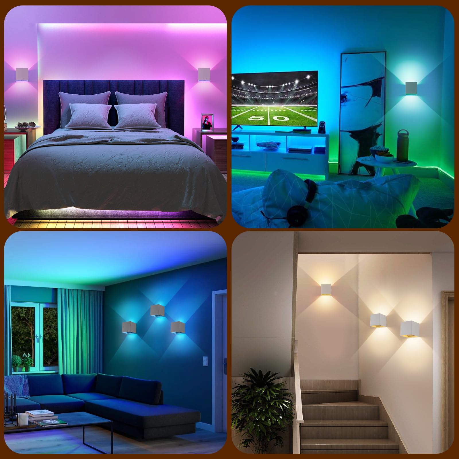 RGB Wandleuchte mit Fernbedienung, 6000mAh Farbwechsel LED Akku Wandleuchte, 16 Farben, Ohne Stromanschluss, Innen Dimmbar Wandlampe, Geeignet für Schlafzimmer Wohnzimmer (weiß 2 Stück)