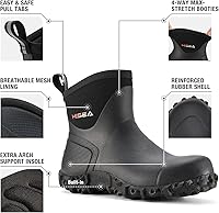 Vista 2 de HISEA Botas de goma para hombre, botas de lluvia impermeables para exteriores, para césped y jardín
