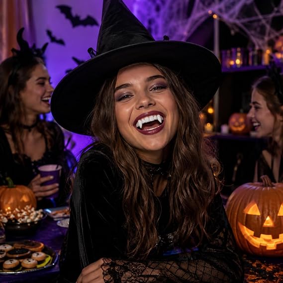 The Dreidel Company 12-Pack Halloween White Teeth Fangs Teeth, Costume, Funny Halloween Dress-Up, Pretend Play Decoration 12-Pack