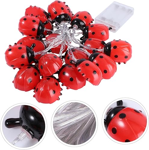 Miniatura 5 de FONDOTIN 1 cadena Goblincore decoración de habitación LED luces de jardín decorativas de mariquita cadena de luz de mariquita luz interior cadena de