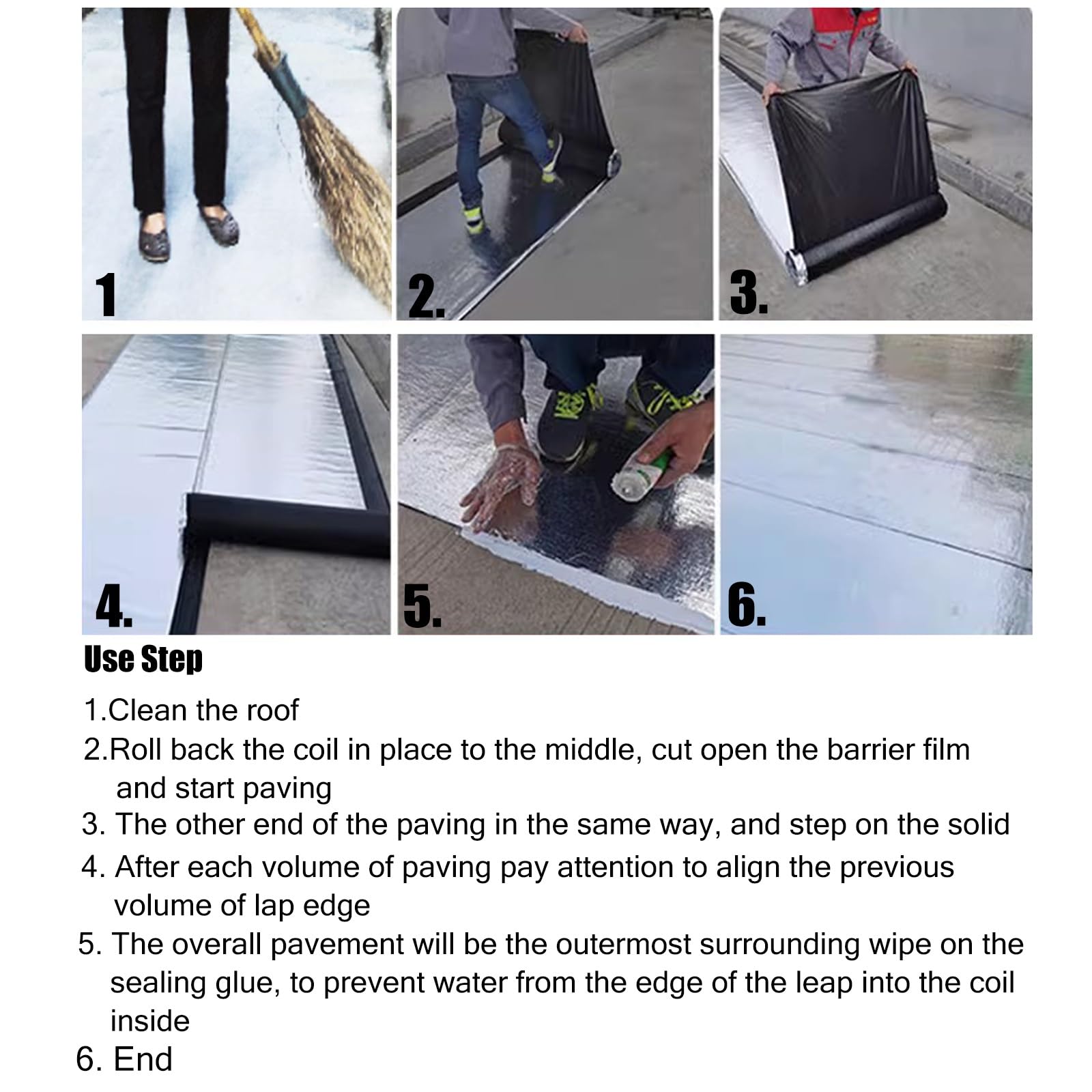 Tela asfaltica autoadhesiva cinta impermeable Cubierta Rollo De Cinta Para Fugas En El Techo, Parche Reparador De Asfalto En Papel De Aluminio Para Techo De Carga, Piscina, Porche Y Balcón, Autoadhesi