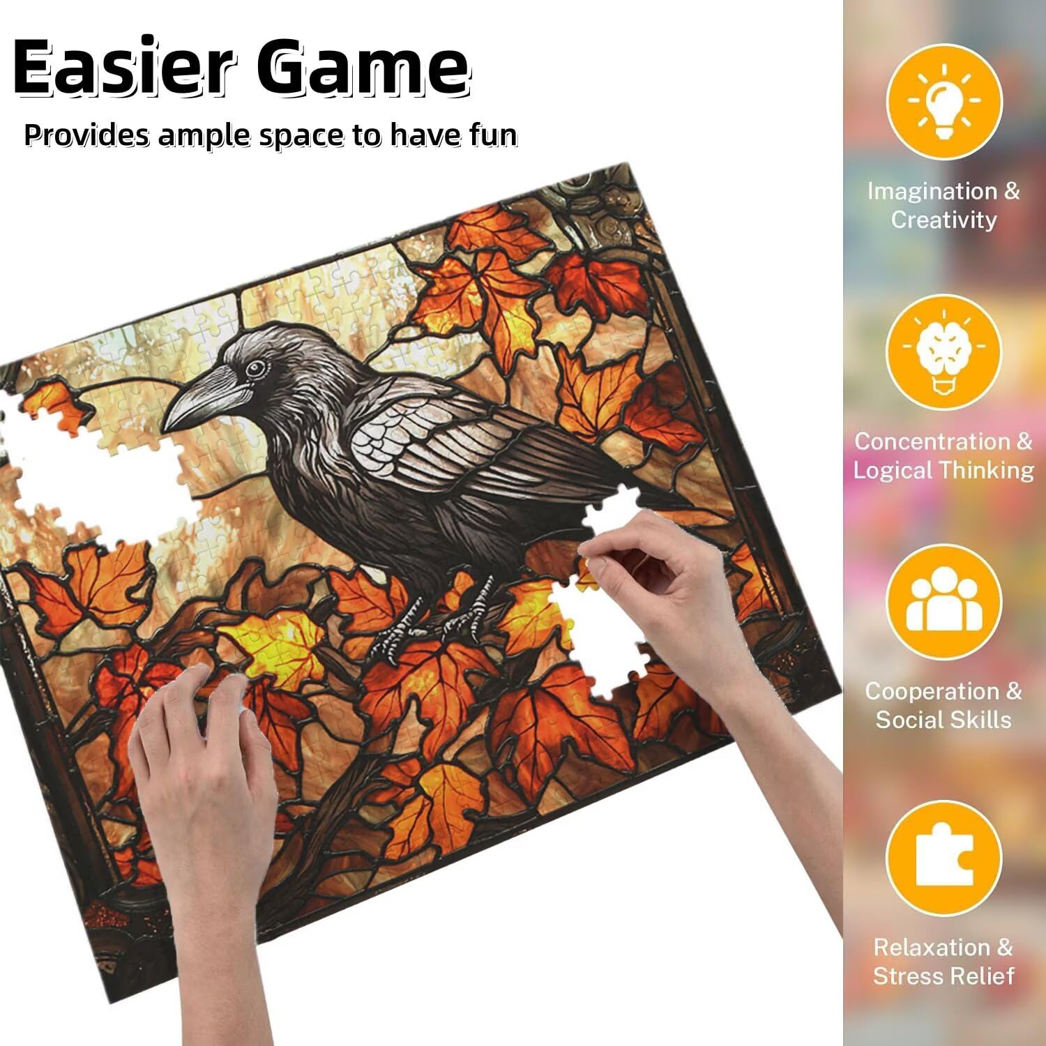 Jigsaw Puzzle, 5000 Pezzi Puzzle Classici, Autunno Puzzle Rilassamento Intelligence, Mpossibile Difficile Puzzle Impegnativo per Adulti Puzzle Gioco Familiare, Regalo per Amore Amico Corvo fr0-521