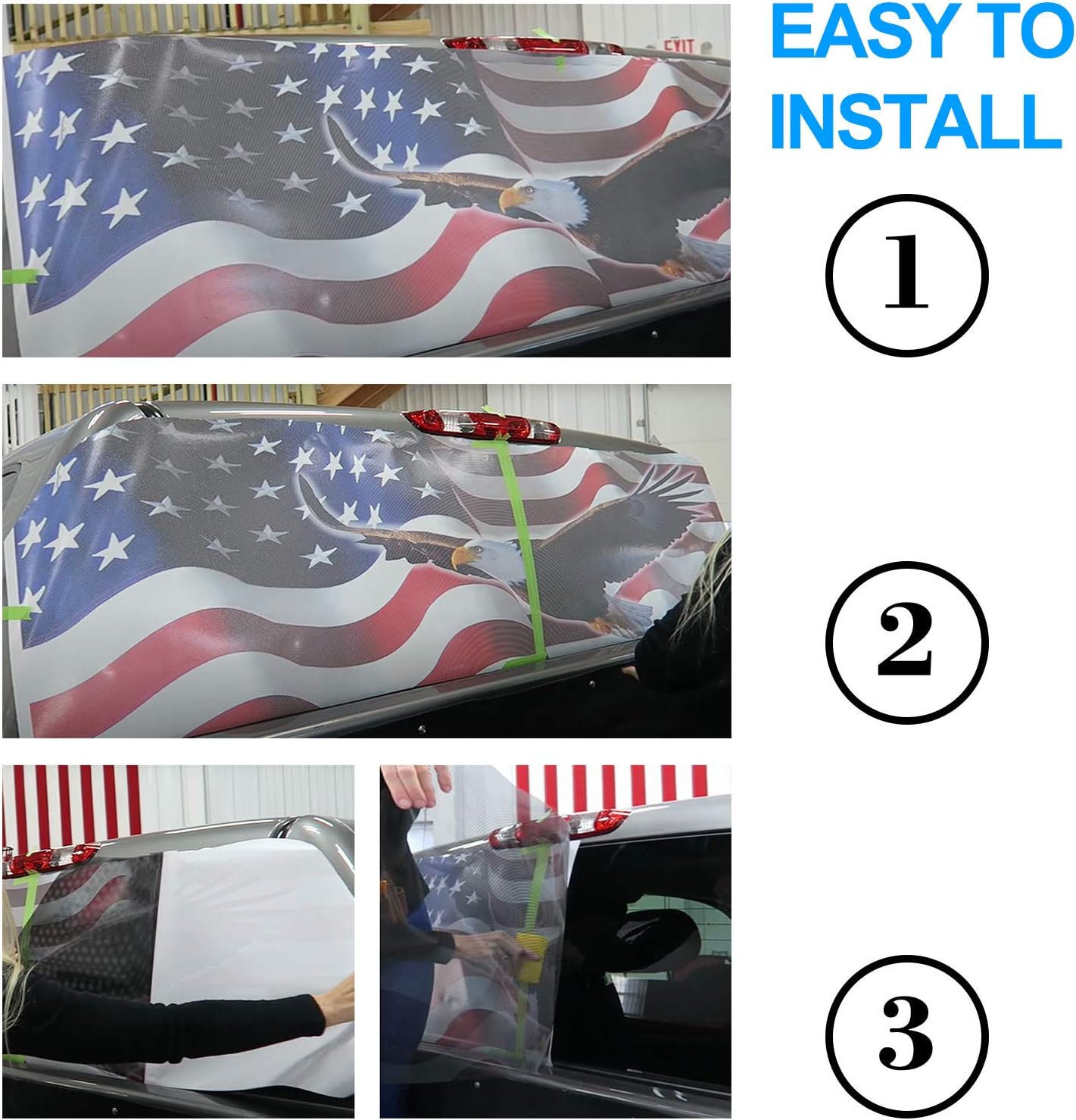 Truck Rear Window Decal Wrap Size 58" x 18" American Don't Tread On Me Gadsden Flag Graphic Perforated Vinyl Sticker Patriotic Decoration Fit Most Pickup Trucks SUV