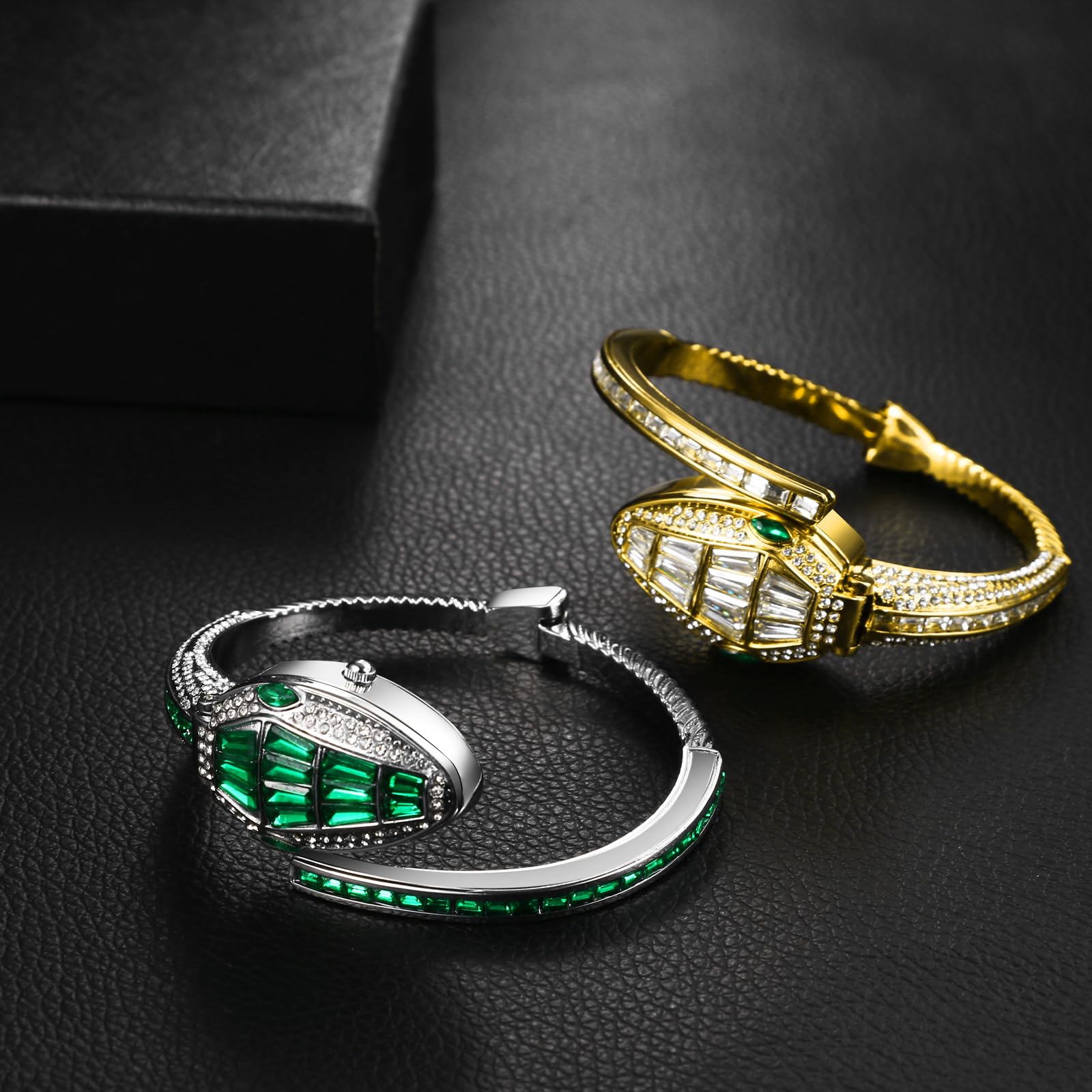 JewelryWe Damenuhr Schlange Legierung Uhr Damen Analog Quarz Armbanduhr Chunky Flexible biegbares Schlangenarmband Wickelarmband Uhr geschichtet gewickelte Schlangenuhr für Frau Mädchen