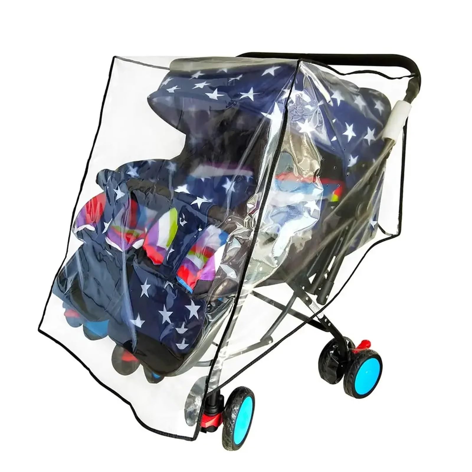 Habillage Pluie pour Poussette Pare-Pluie imperméable for Poussette Double, Taille Universelle, Parapluie côte à côte for Enfant, Housse de Pluie for Poussette