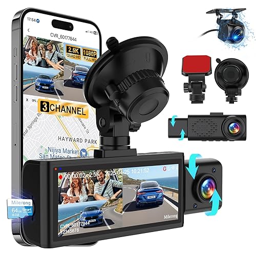 3 Channel 4K Dash Cam Front Rear and Inside with