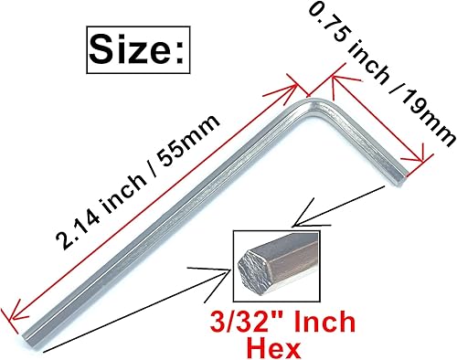 Miniatura 3 de ZDingTech Juego de 10 llaves Allen de 332, juego de llaves hexagonales de 332 pulgadas, llave de puerta Allen en forma de L con brazo largo.