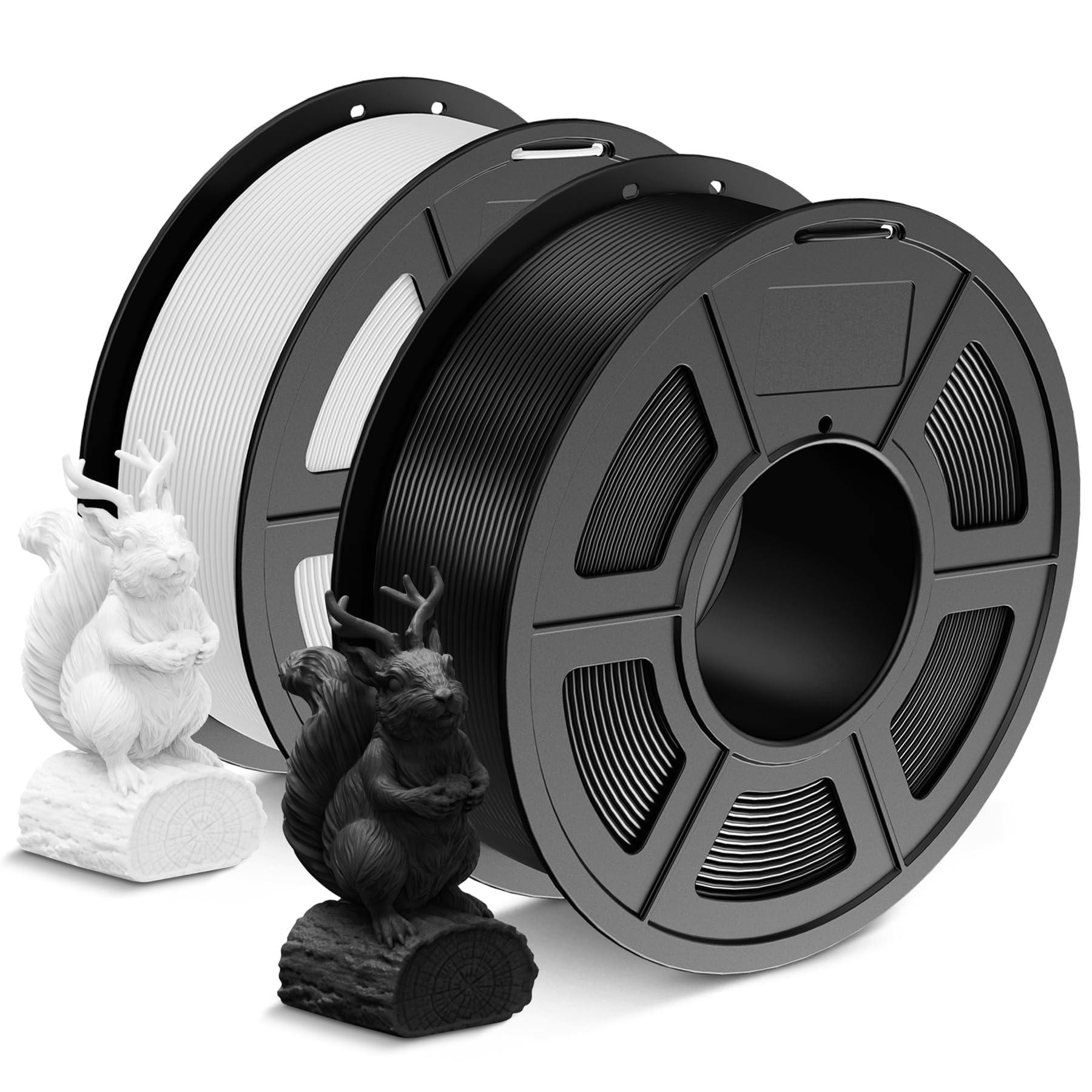 SUNLU PLA Filamento 1.75mm, Filamento per stampa 3D PLA avvolto ordinatamente, Adatto alla maggior parte delle stampanti 3D FDM, Bobina da 1KG. (Nero+Bianco)