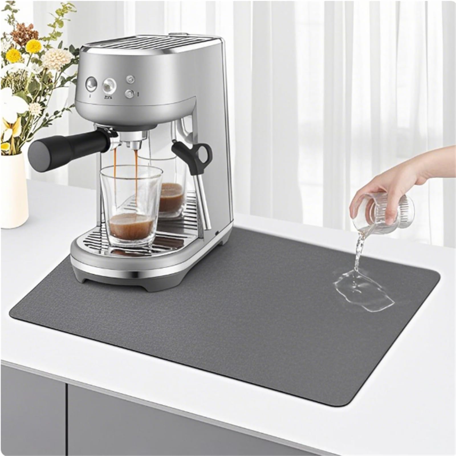 KitchenRaku Kaffeemaschine Abtropfmatte,abtropfmatte geschirr ,Saugstarke Trockenmatte Unterlage Für Kaffeemaschine