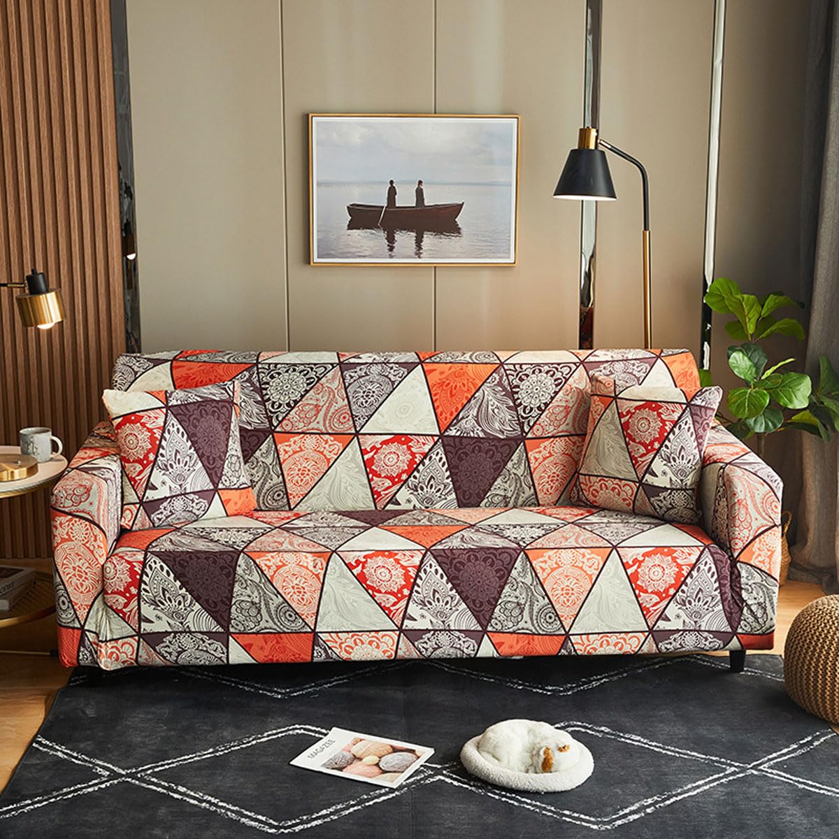 Snqzo C High Stretch Sofa Over 1 2 3 4 Seater Super Soft Sofa Slipcover Printed Spandex Ouch Over Universal Fitted Sofa Slipcover Washable Elasti Fabri Furniture (Size:4 Seater(235-300Cm),Olor:c)