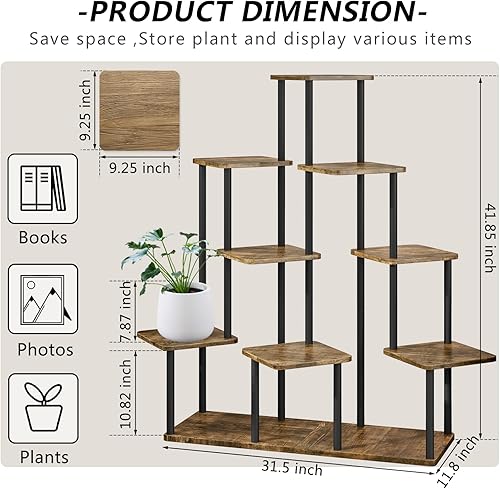 Miniatura 10 de AZERPIAN Soporte para plantas de 4 niveles para interiores, estante de flores de metal para múltiples plantas, soportes altos de flores para patio,