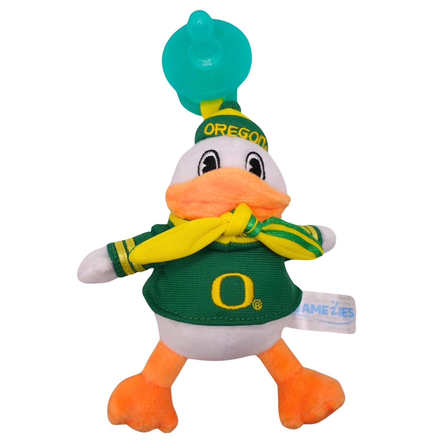 Gamezies Baby Boy and Girl Silicone Pacifier with College Mascot Removable, Washable Plush Toy CPSIA Tested, BPA-Free 0-6 Months (Oregon Duck)
