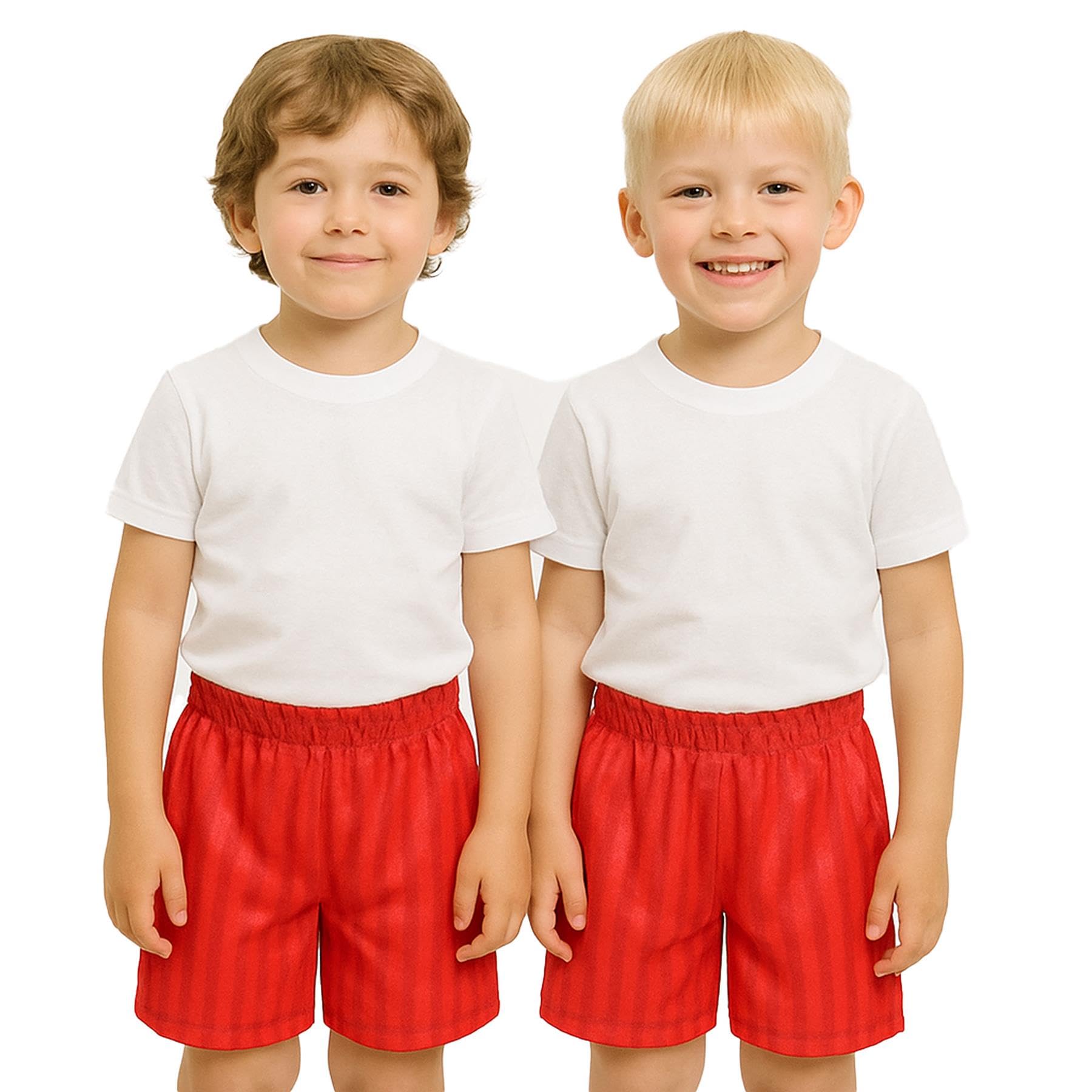 A2Z 4 Kids Shadow Stripe PE Shorts Pack of 2 Football Gym Sportswear Red