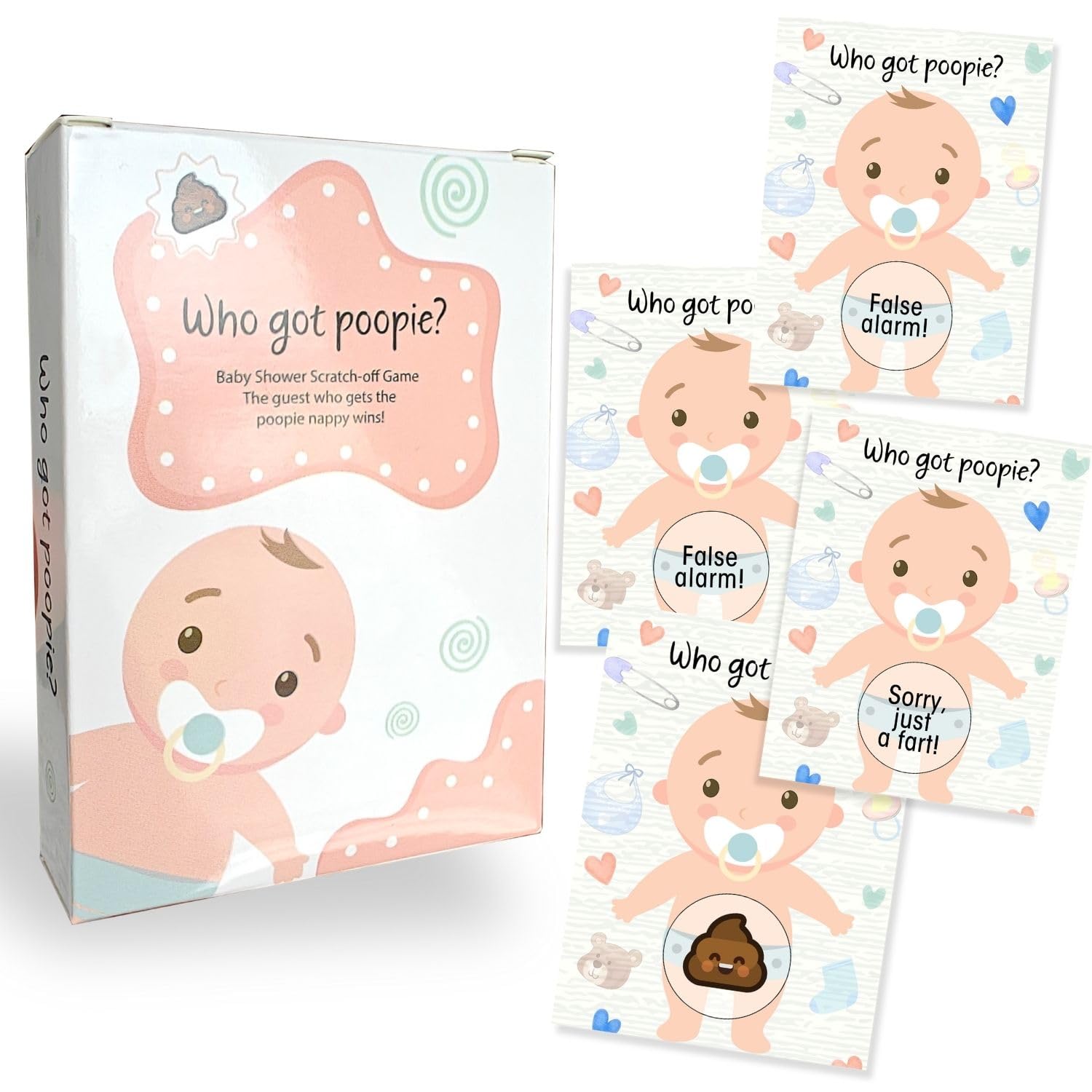 Baby Shower Games, Scratch Off Game, Silly Activity for Ice Breakers, Baby Shower Activity and Idea - 33 Guest Bundle