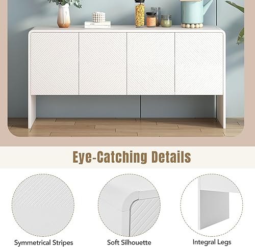 Miniatura 6 de Mesa consola de granja, mesa de sofá larga estrecha estilo minimalista, 60 pulgadas de largo, aparador de gran espacio de almacenamiento con 4