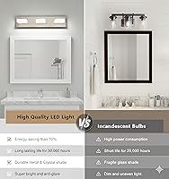 Vista 5 de Brushed Nickel Vanity Lights for Bathroom - 3 Light Vanity Light Fixture - Dimmable LED Wall Sconces - Daylight 5500K - Elegant Bath Light Fixtures