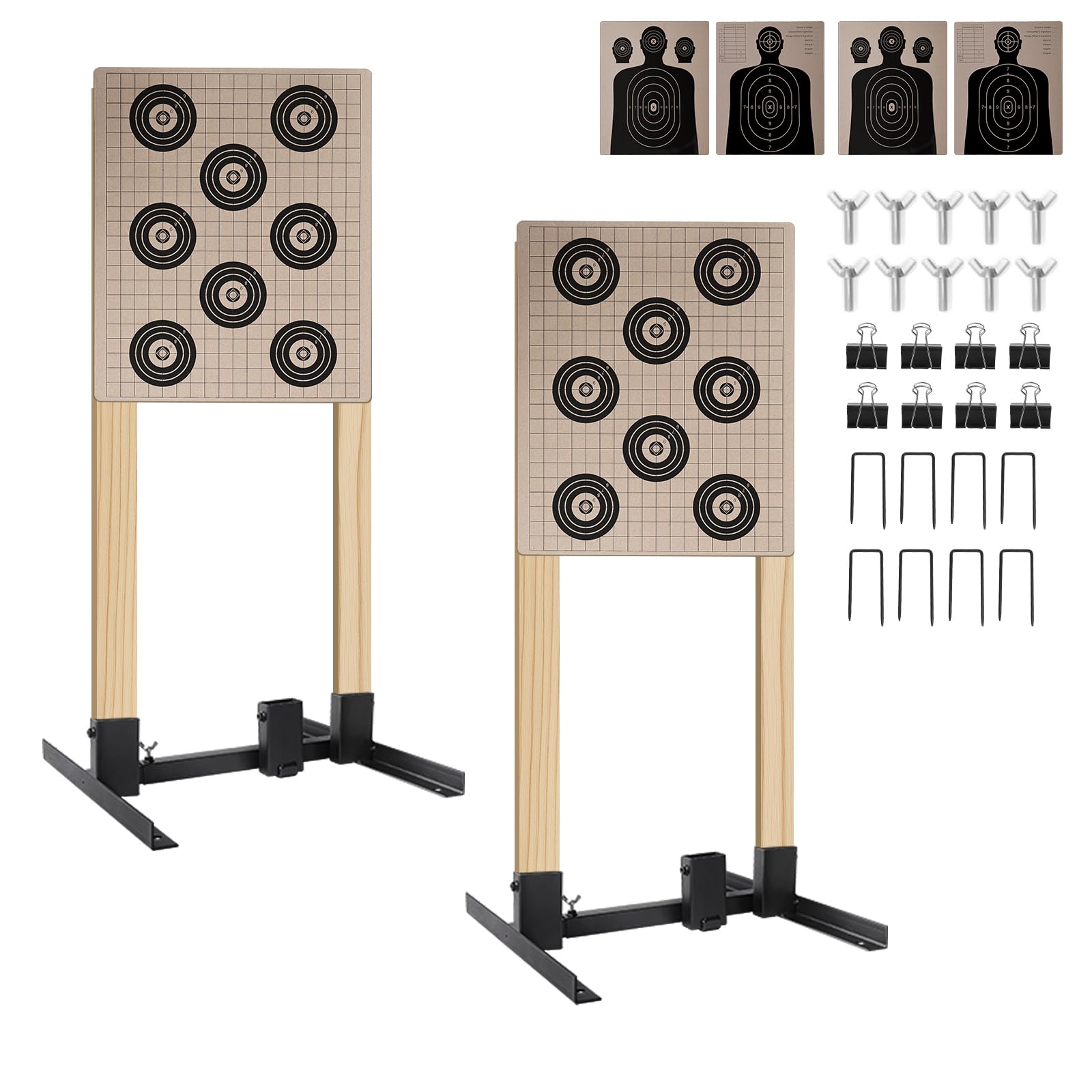 Shooting Target Stand for Outdoors, Target Stands for Shooting Range, Stable Adjustable Steel Base for Paper Targets Cardboard Silhouette, H Shape USPSA/IPSC, IDPA Practice