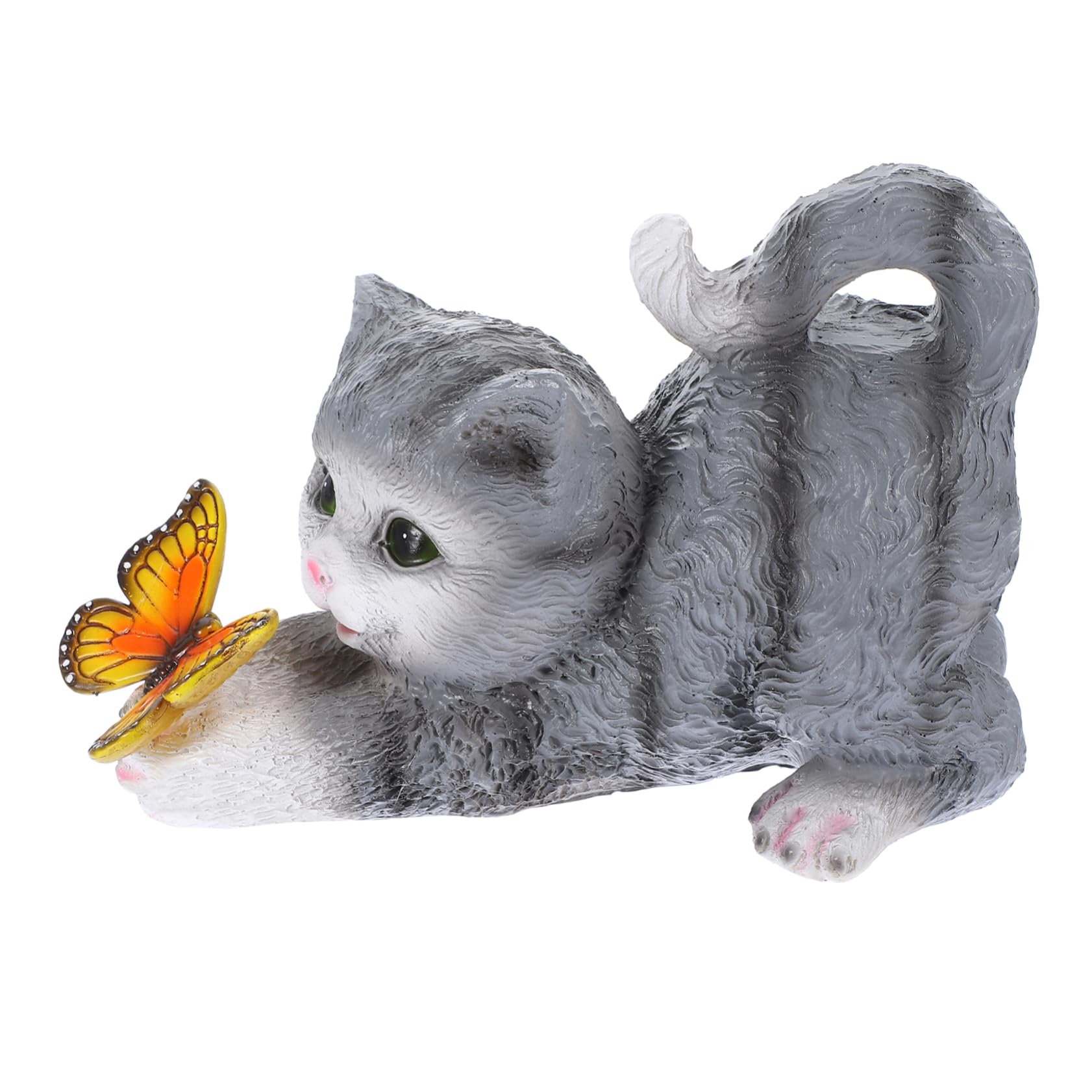 Kleine Katzenstatue aus Kunstharz, Realistische Gartendeko | Kätzchenfigur im Einzigartigen Cartoon Look, Detailreiches Tischmodell für Sammler
