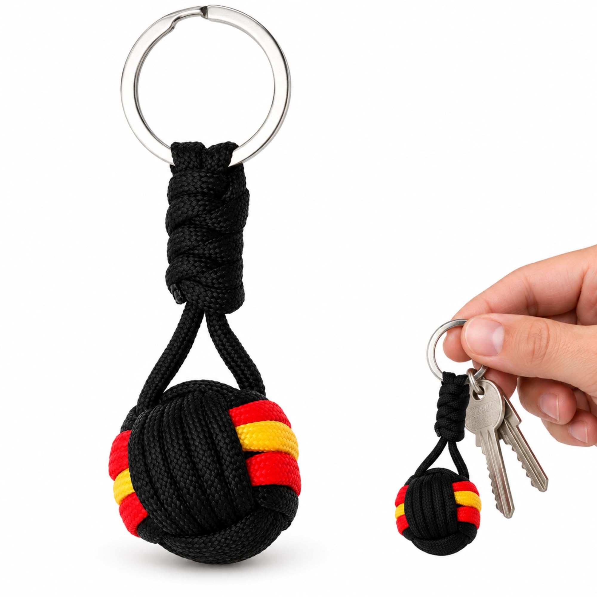 Llavero bola de cuerda bandera España, Llavero patriótico, 1 Unidad, Negro - imagen 1