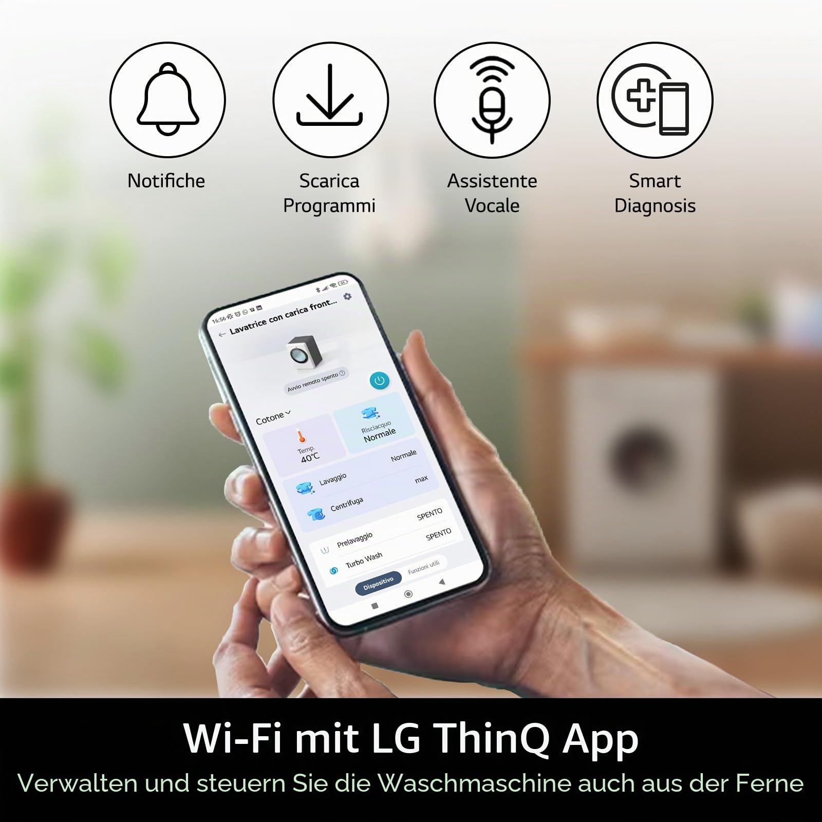 LG W4NX1095NWB Waschtrockner 9/5 kg, Serie X1, Klasse A/E, Waschmaschine, 1400 Umdrehungen, WLAN, 6-Motion Direct Drive, abnehmbare Oberseite, Dampf Allergy Care, freistehend, Weiß