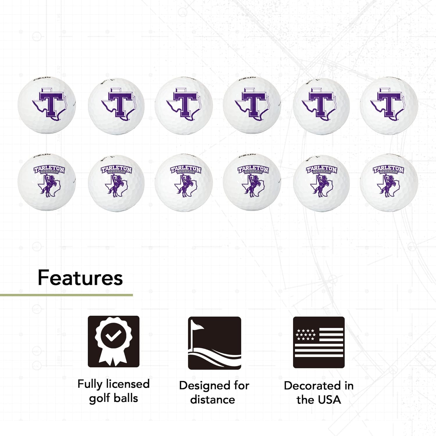 Desert Cactus Tarleton State University Golf Balls 12 Pack – TSU Texans Full Color Dozen – Officially Licensed Sport Team Accessory