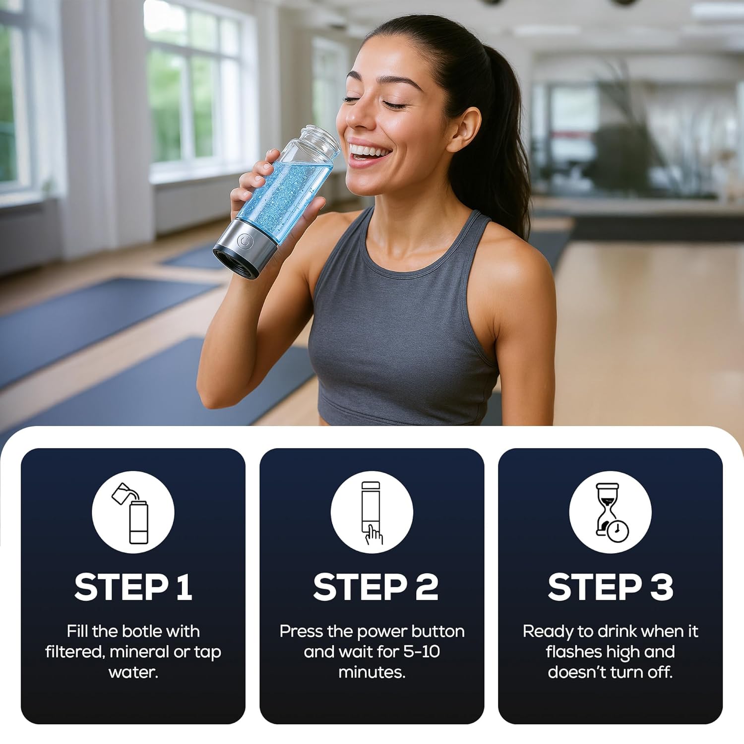 2026 Newly Updated Hydrogen Water Bottle Generator – 420ml Portable Hydrogen Water Ionizer with SPE/PEM Technology – Hydrogen Water Machine – High Hydrogen Concentration 1100–1680 PPB