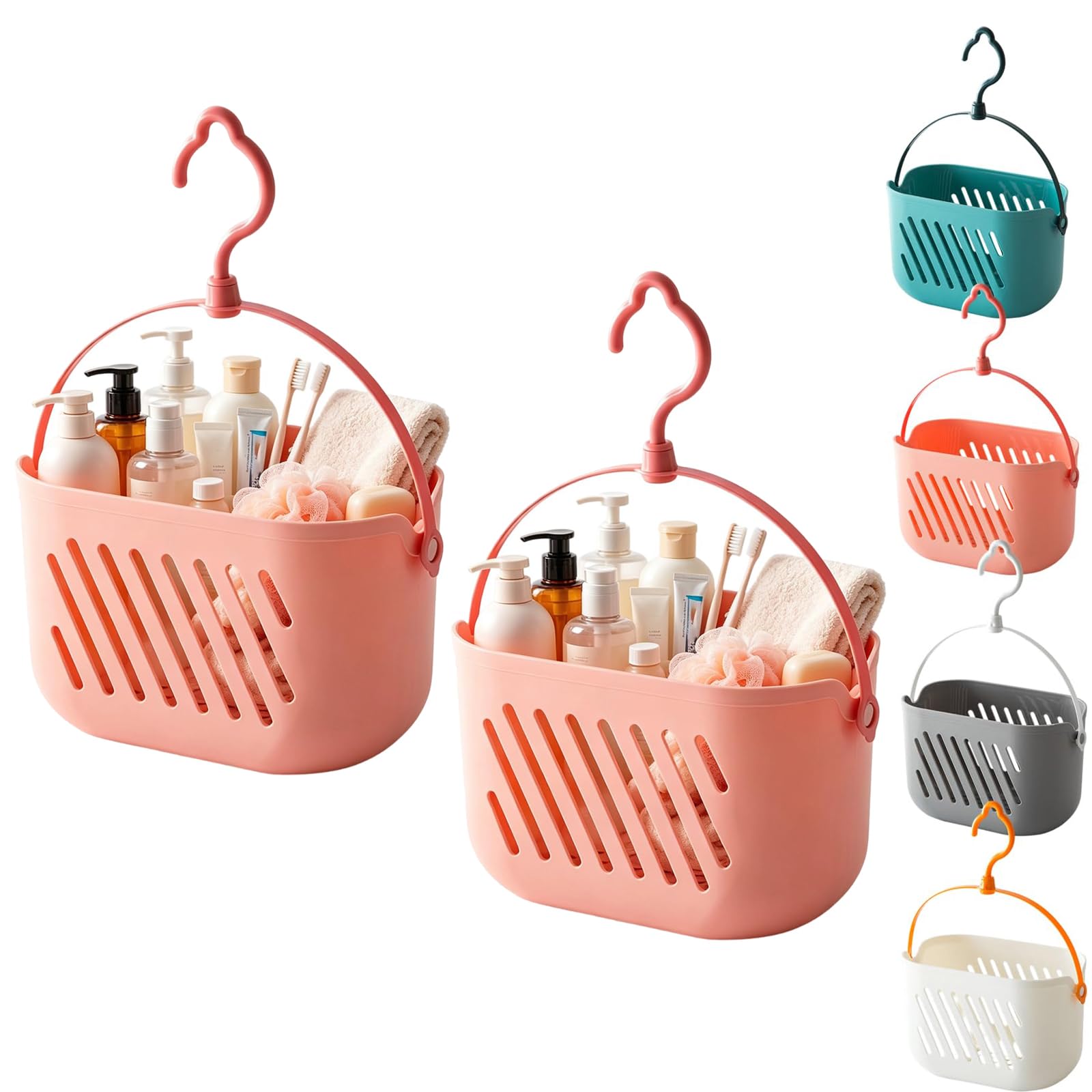 Leipsychic Portable Shower Caddy Basket, Hanging Plastic Organizer with Handle, 2-Pack, Shower Caddy for Camp, Bathroom, College Dorm, Kitchen (C)