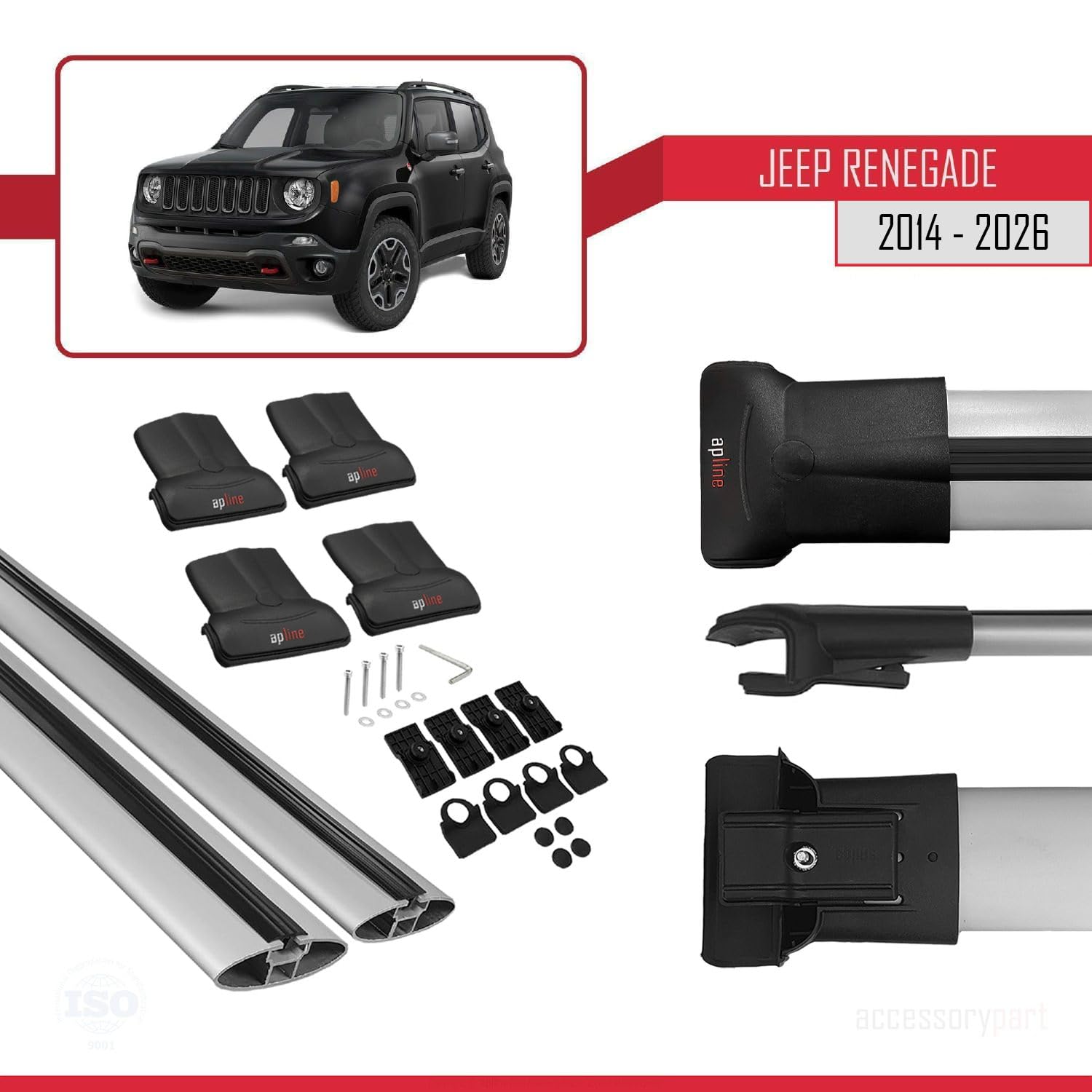 Per Jeep Renegade 2014-2021 Barre Portatutto Portapacchi Barre Tetto FLY Modella GRIGIO