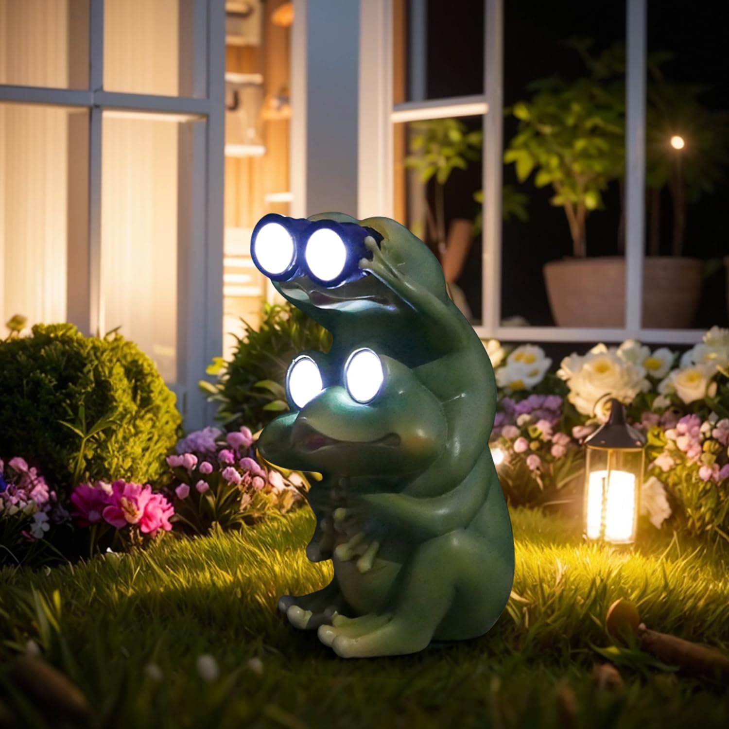Amazon.com: Rezpuao Garden Statue of Frog with Solar Light Eyes,Solar ...