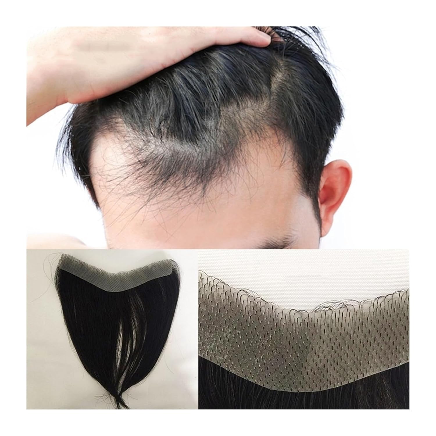 Hair pieces for men Mens Hairline Toupee Real Human Hair Frontal Hairpiece with