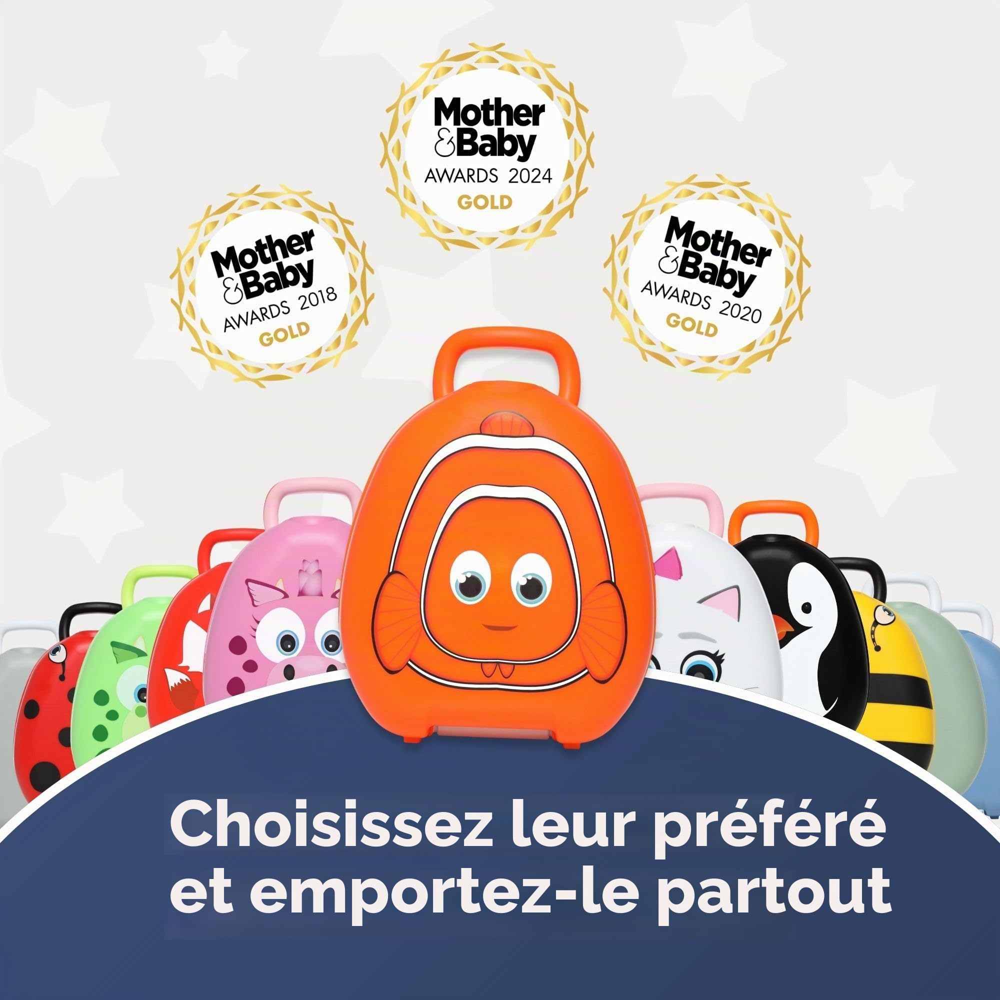 My Carry Potty - Pot de Voyage Poisson Rouge, Meilleur Siège de Toilette Portable pour les Tout-Petits et les Enfants à Emporter Partout