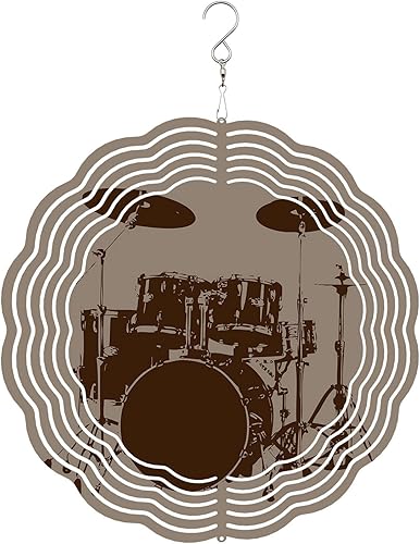 Tambores de raqueta de acero inoxidable 3D, 9.8 pulgadas de doble cara circulares colgantes, kit de batería musical, fondo vintage, escultura de