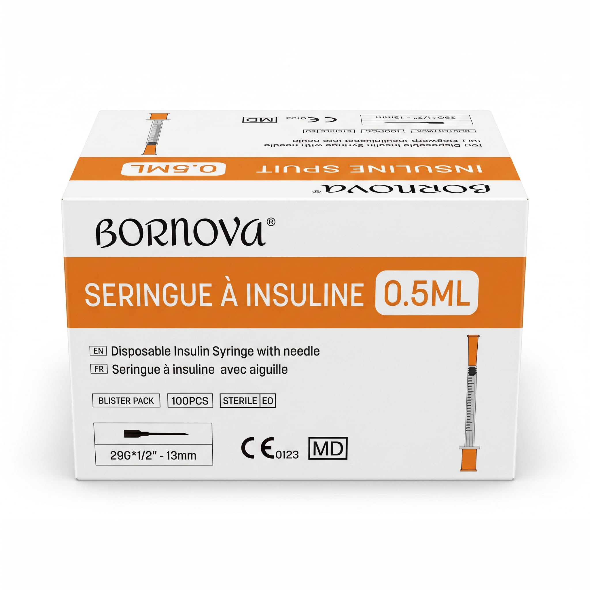 Bornova – 3200 PCS – Kit de medición de precisión 0,5 ml (13 mm x 29G) – Herramienta de distribución graduada con tapa protectora – para laboratorio, ocio creativo y aplicaciones técnicas
