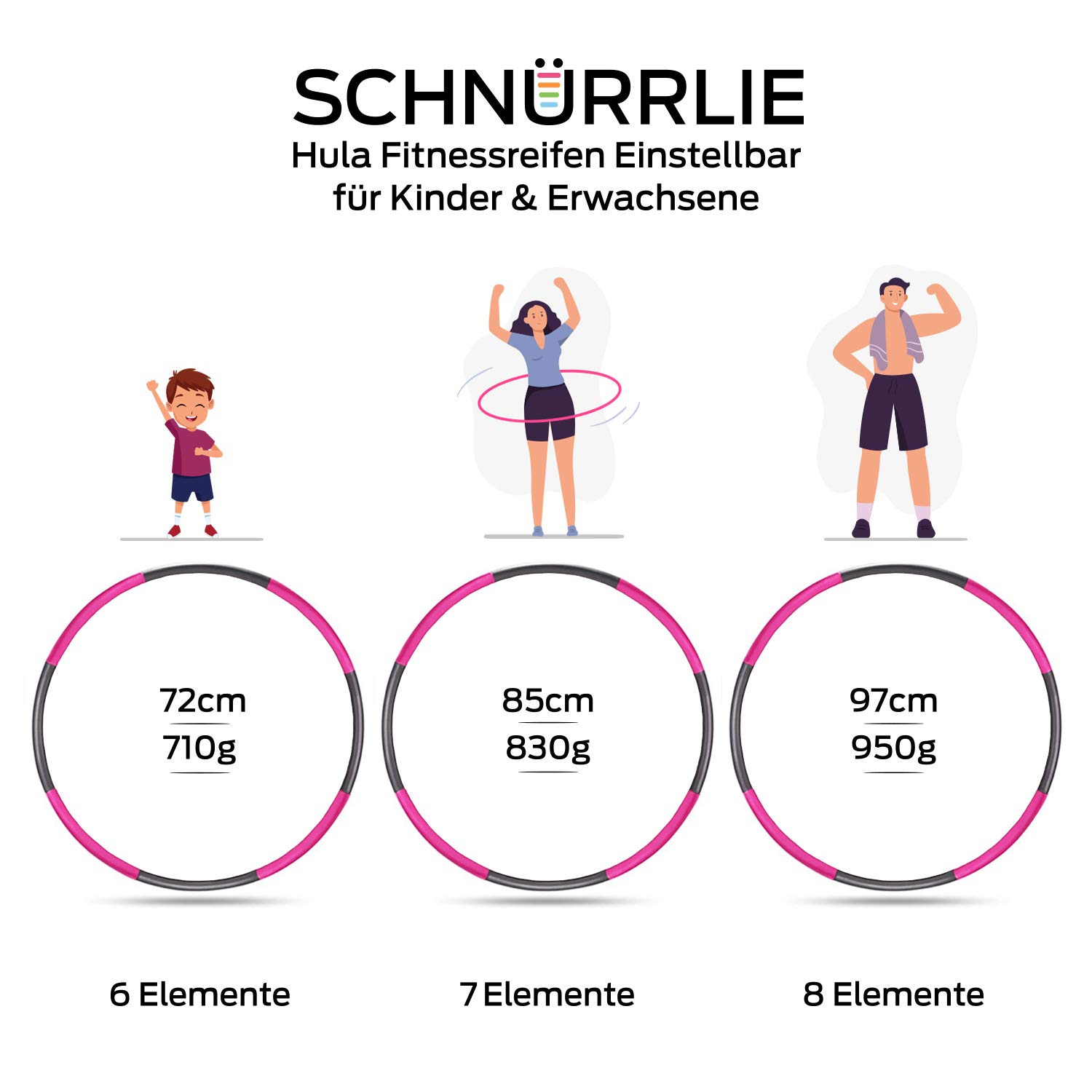 Hula Hoop obręcz fitness ze zdejmowanymi 8 elementami