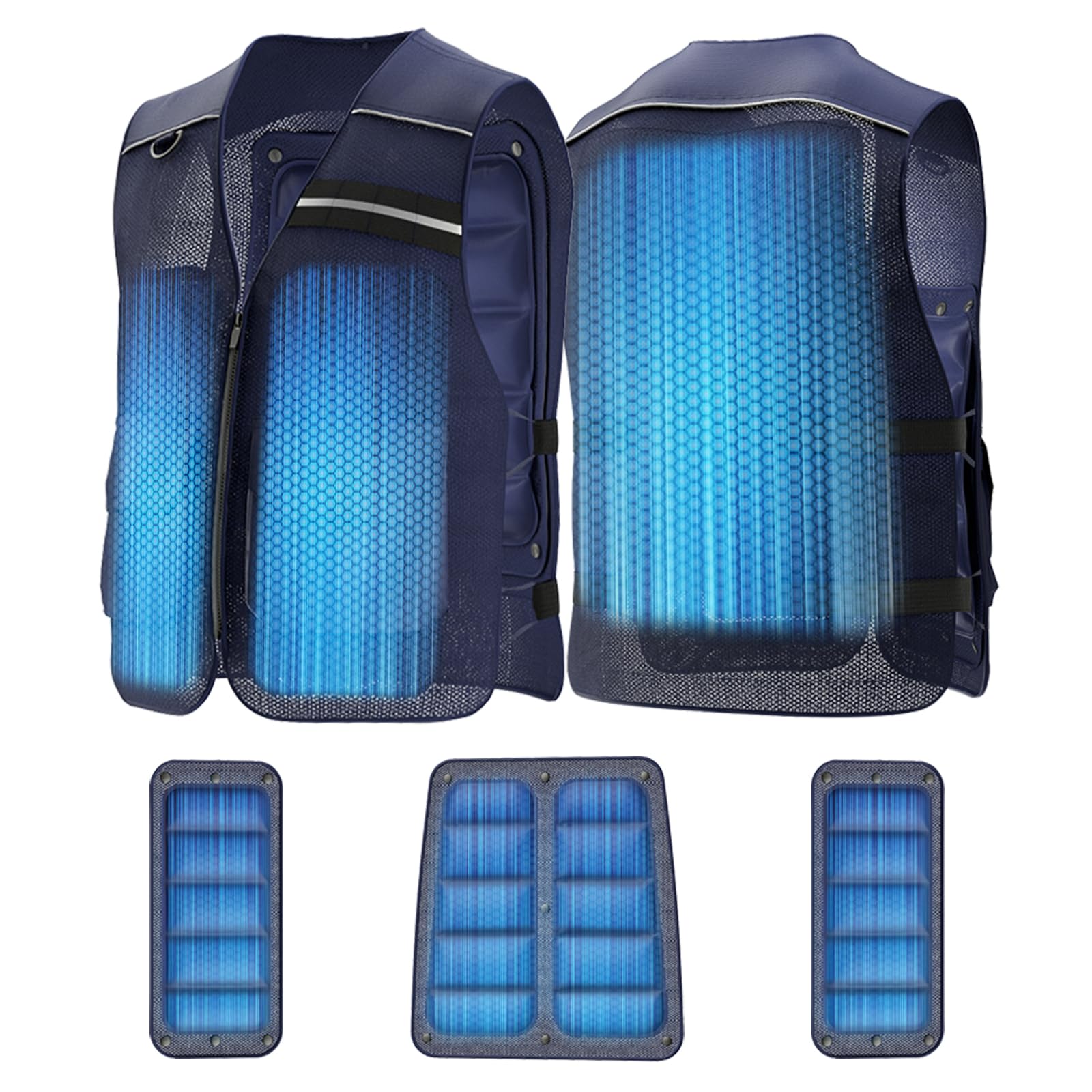 (Hon&Guan) 2025新登場 メンズ ベスト PCM クールベスト メッシュ カメラマン フィッシング 作業用 多ポケット 通気 登山 アウトドア ひんやり 熱中症対策 フリーサイズ ブルー Amazon.co.jp: [Hon&Guan] 2025新登場 メンズ ベスト PCM クールベスト