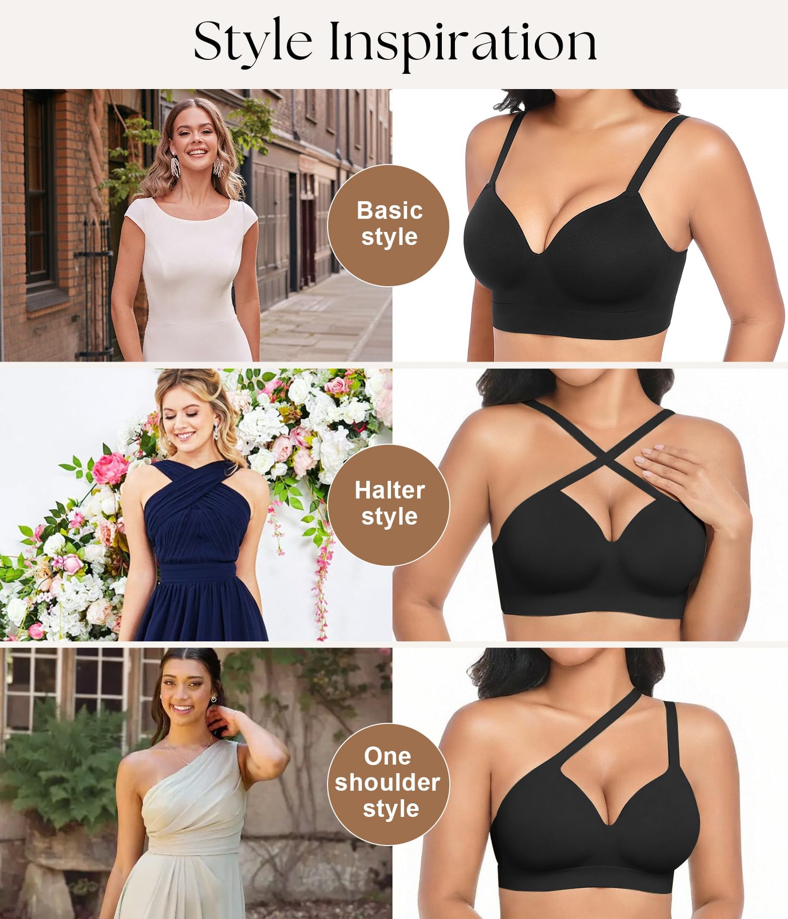 XJBTBA Biustonosze push-up dla kobiet Bez fiszbin Bez fiszbin Bez fiszbin Wsparcie Komfortowe biustonosze do spania dla pań Miękka koszulka Biustonosz bez fiszbin Regular i Plus Size