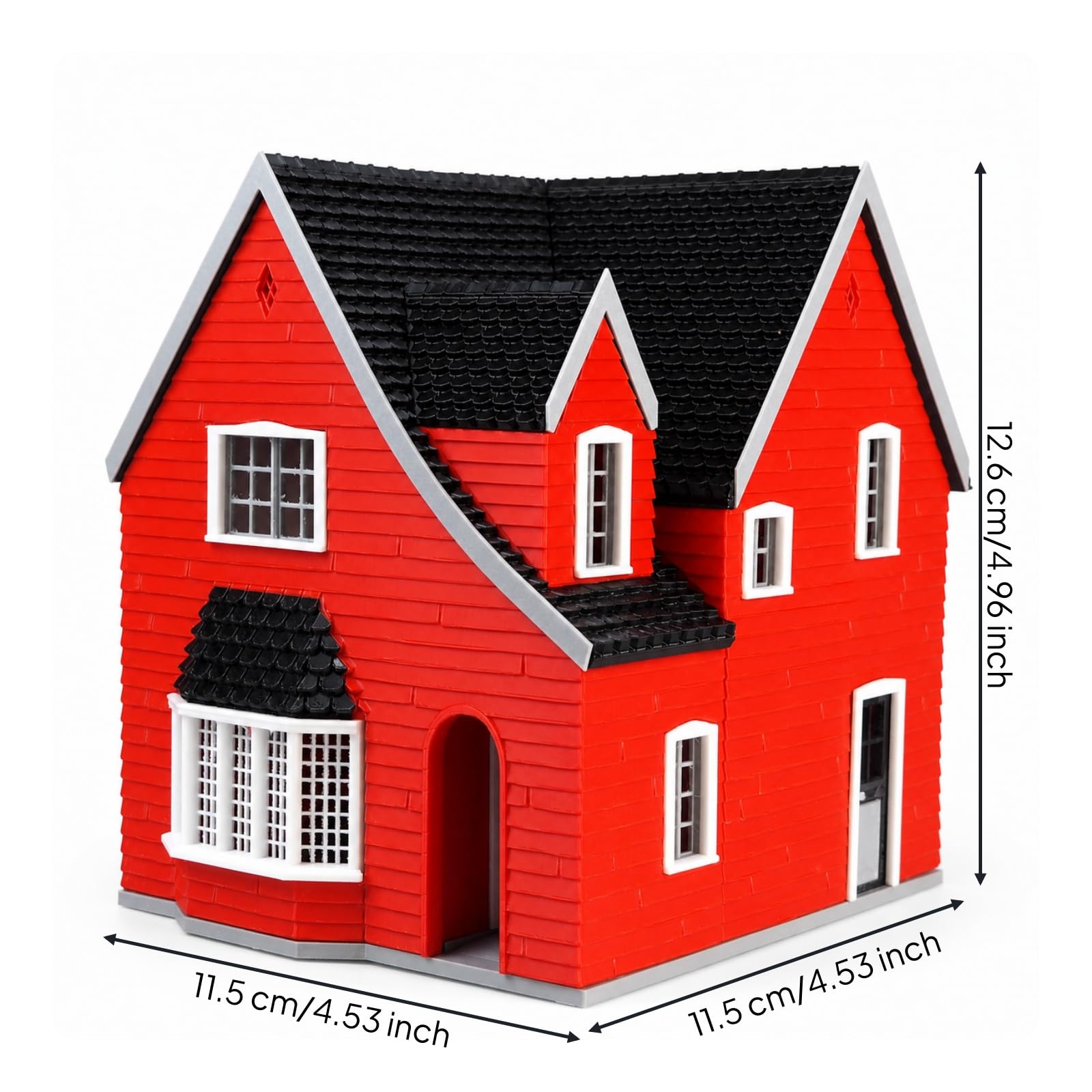Casa in Miniatura Modello Casa Edificio Plastica Plastico Collezione con Pareti con Pannellature Tetto con Scandole Portale Ad Arco Adatta per Diorami Villaggi in Modellismo Scaffali