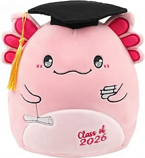 Graduation Axolotl Plush Toy: 10-Inch 2026 Pink Kindergarten Graduation Axolotl Stuffed Animal, Cute Class of 2026 Plushies, Preschool Graduation Gifts for Girls Boys Pre-k Primary School Students
