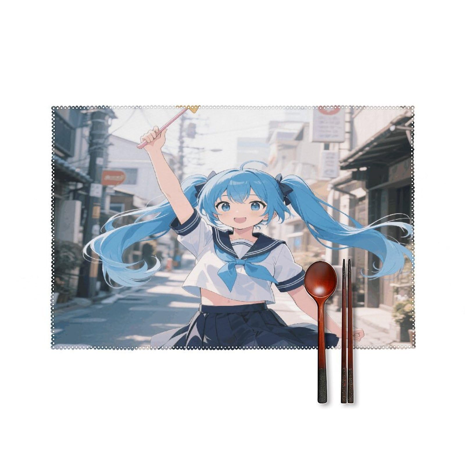 Anime Girl Star Placemats Set of 4 Heat Resistant Non-Slip Place Mats for Dining Table Washable Placemat Wipeable Dining Table Mat Canvas Place Mats Dining Table Decor