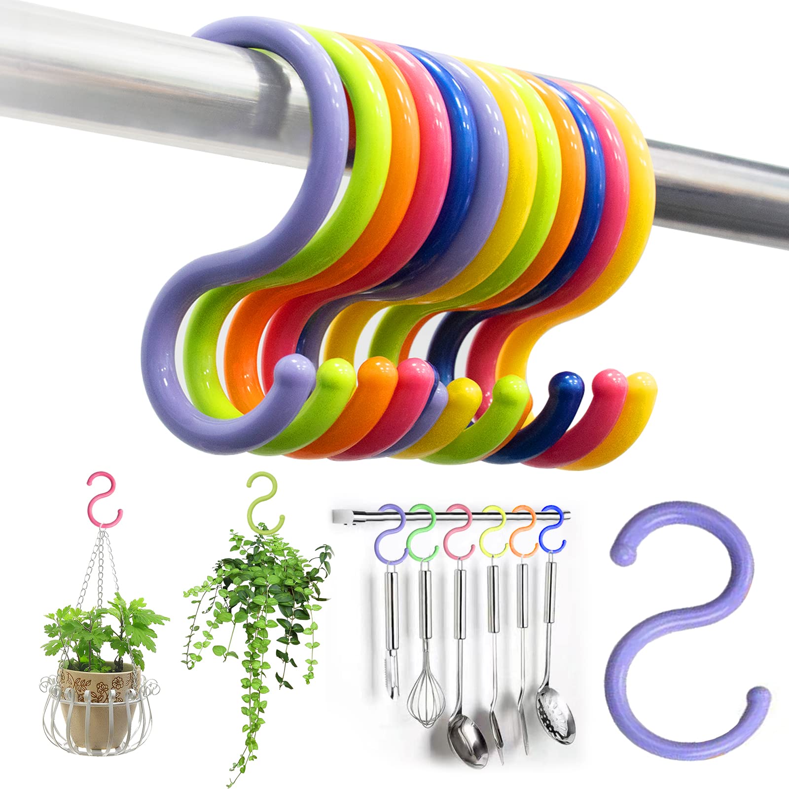 Ganci A S In Plastica - 12 Pezzi Bianchi, Con Fibbia Regolabile, Per Cucina E Casa