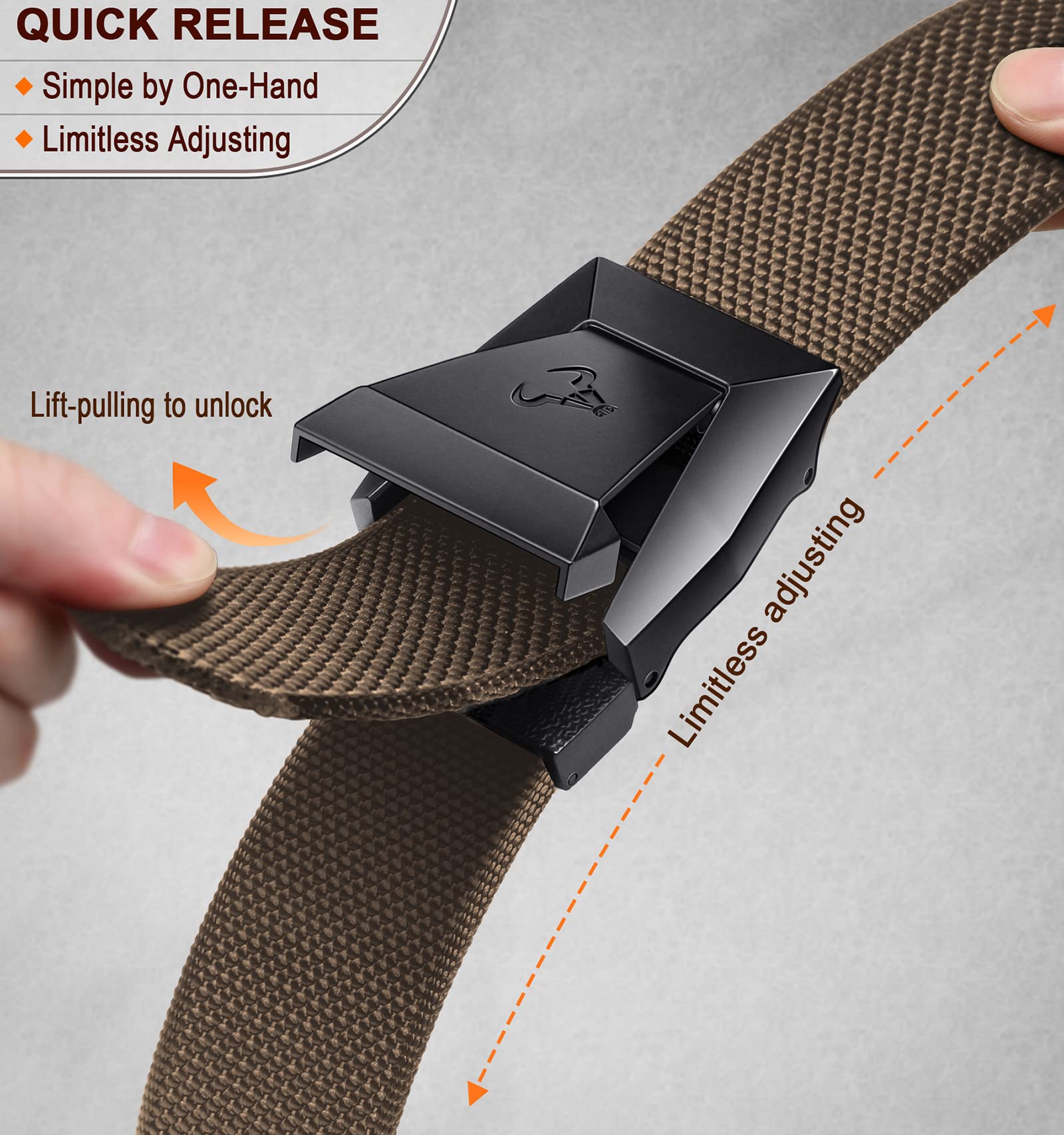 BULLIANT Cintura Tattica,Cintura Uomo Militare Lavoro Trekking 3,8cm,Fibbia a Sgancio Rapido