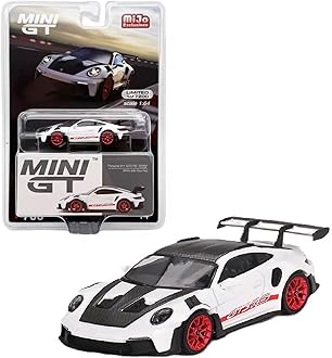 Diecast Model Car Compatible with Mini GT 1:64 Porsche 911 (992) GT3 RS Weissach Package White with Pyro Red Limited Edition MGT00706