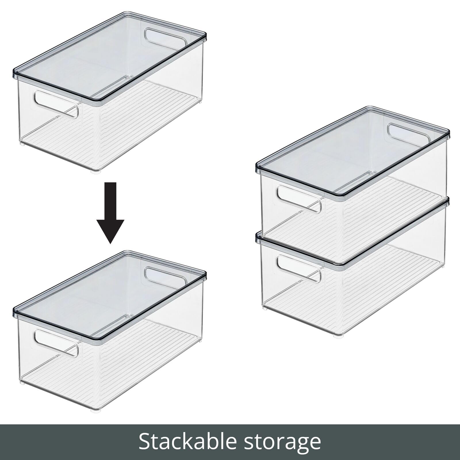 MDesign Bad Organizer 4er-Set – Durchsichtige Stapelbare Boxen Mit Deckel Für Kosmetik, Badzubehör & Mehr