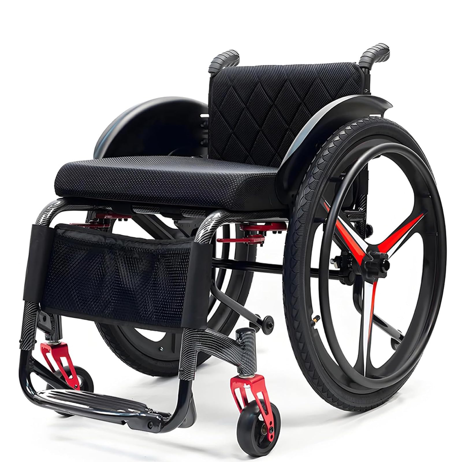 Wózek Inwalidzki Sportowy, Manualny Dla Dorosłych Niepełnosprawnych SeatWidth:42Cm | Aluminiowa Rama, Regulowana Wysokość Siedziska, Szybkie Odczepianie Kół, Składany, Ergonomiczny Szybkie Hamulce Ręczne
