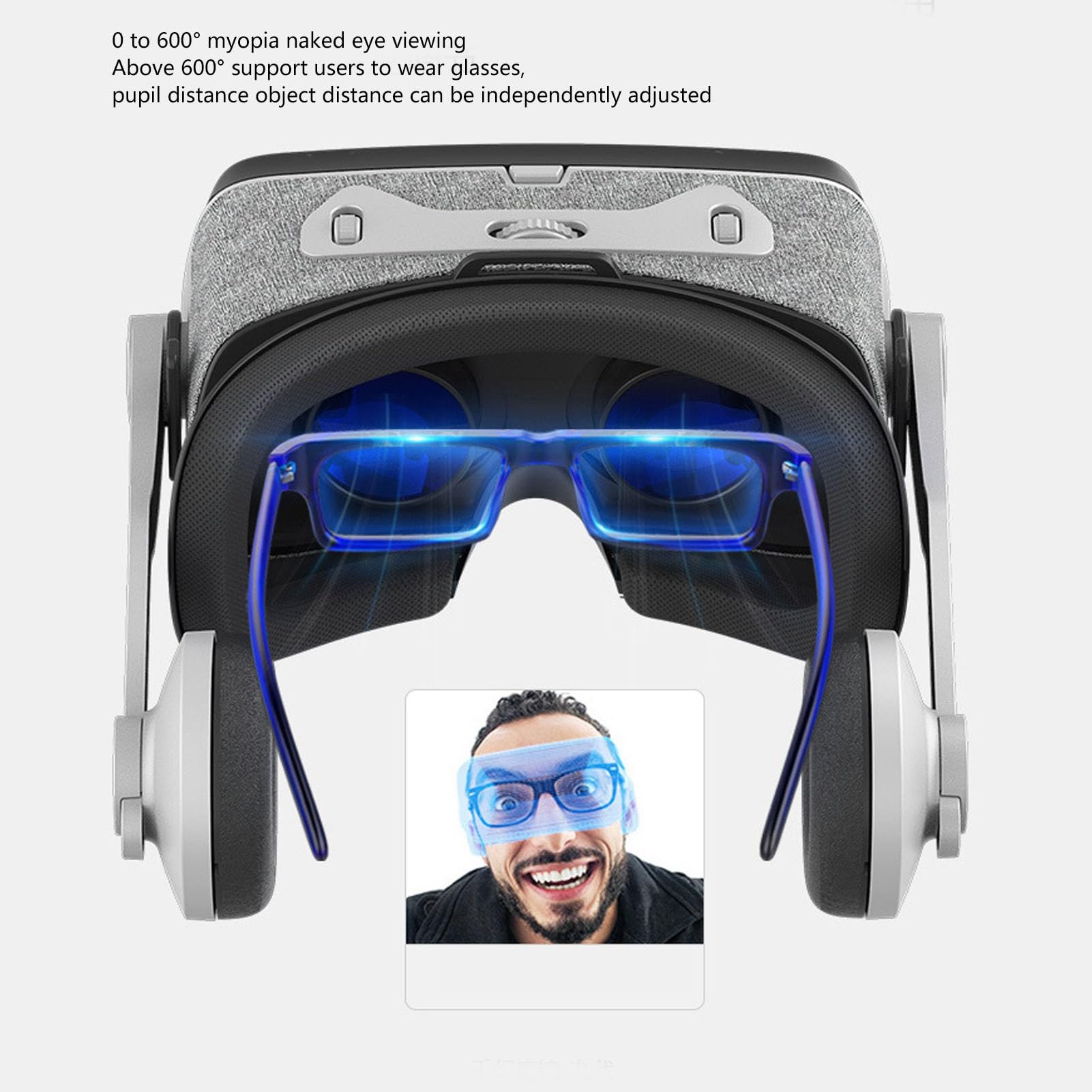 Cryfokt Cuffie VR Occhiali 3D Protettivi con Luci Blu Leggere per Giochi TV
