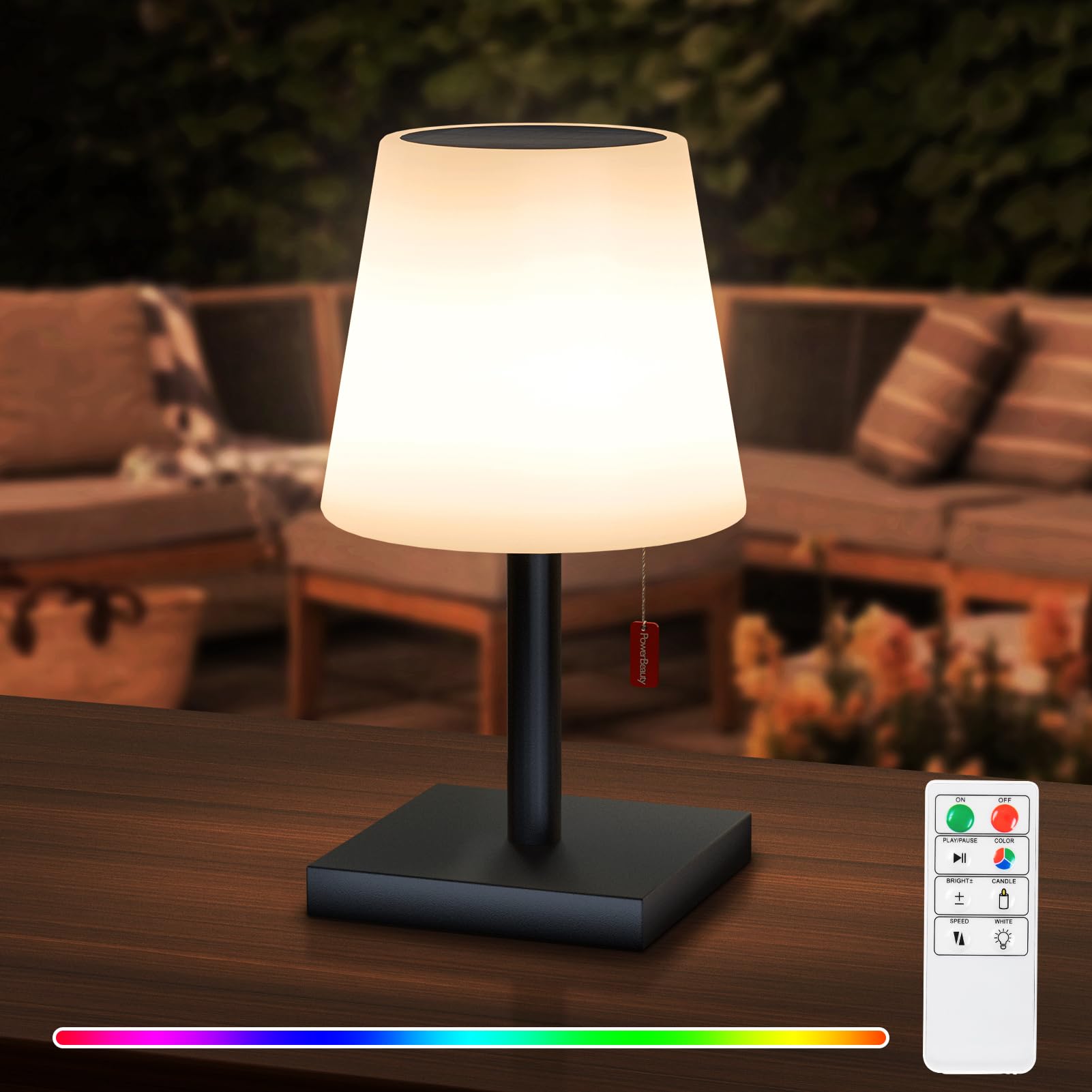 LED tafellamp op zonne-energie Elmer, groen, metaal, IP44
