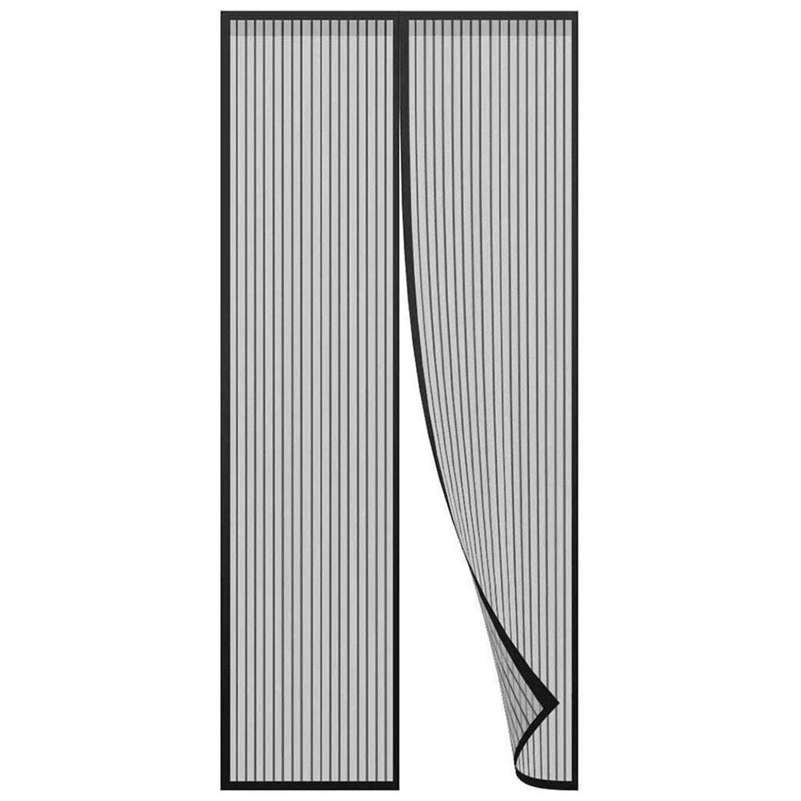 Moustiquaire à fermeture aimantée blanche ou noire pour porte avec kit de fixation adhésif