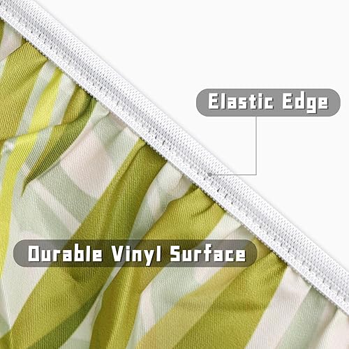 Miniatura 6 de Mantel redondo con diseño de palmeras y flores, ajustable con manteles elásticos redondos para exteriores, para mesas, impermeable, reutilizable,