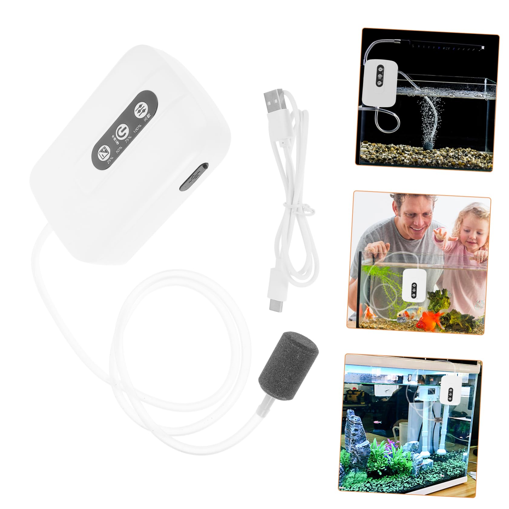 ABOOFAN 1 Satz Sauerstoffpumpe für Fischbecken tragbare Luftpumpe kleine Luftpumpe Versorgung mit Aquarien USB Ladeluftpumpe Aquarium Blaser Angelzubehör Belüftungspumpe Plastik Weiß